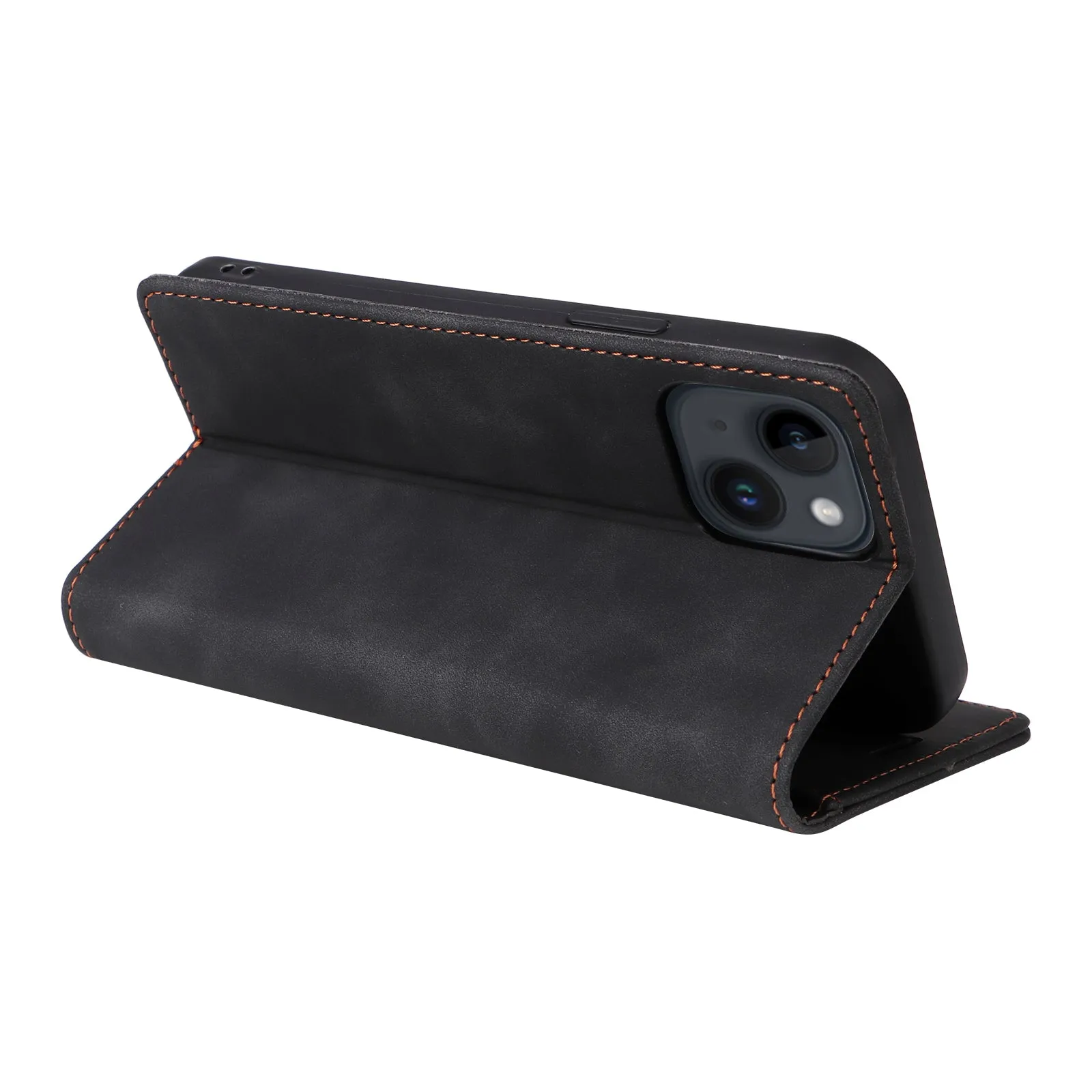 006 Series For iPhone 15 Case PU Leather Wallet Stand Anti-drop Phone Cover