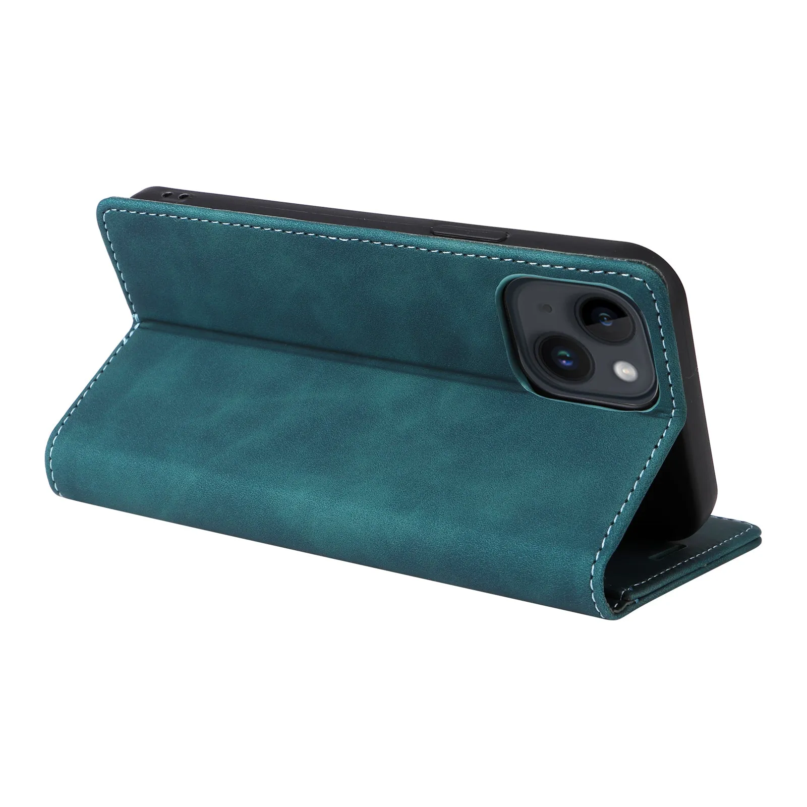 006 Series For iPhone 15 Case PU Leather Wallet Stand Anti-drop Phone Cover