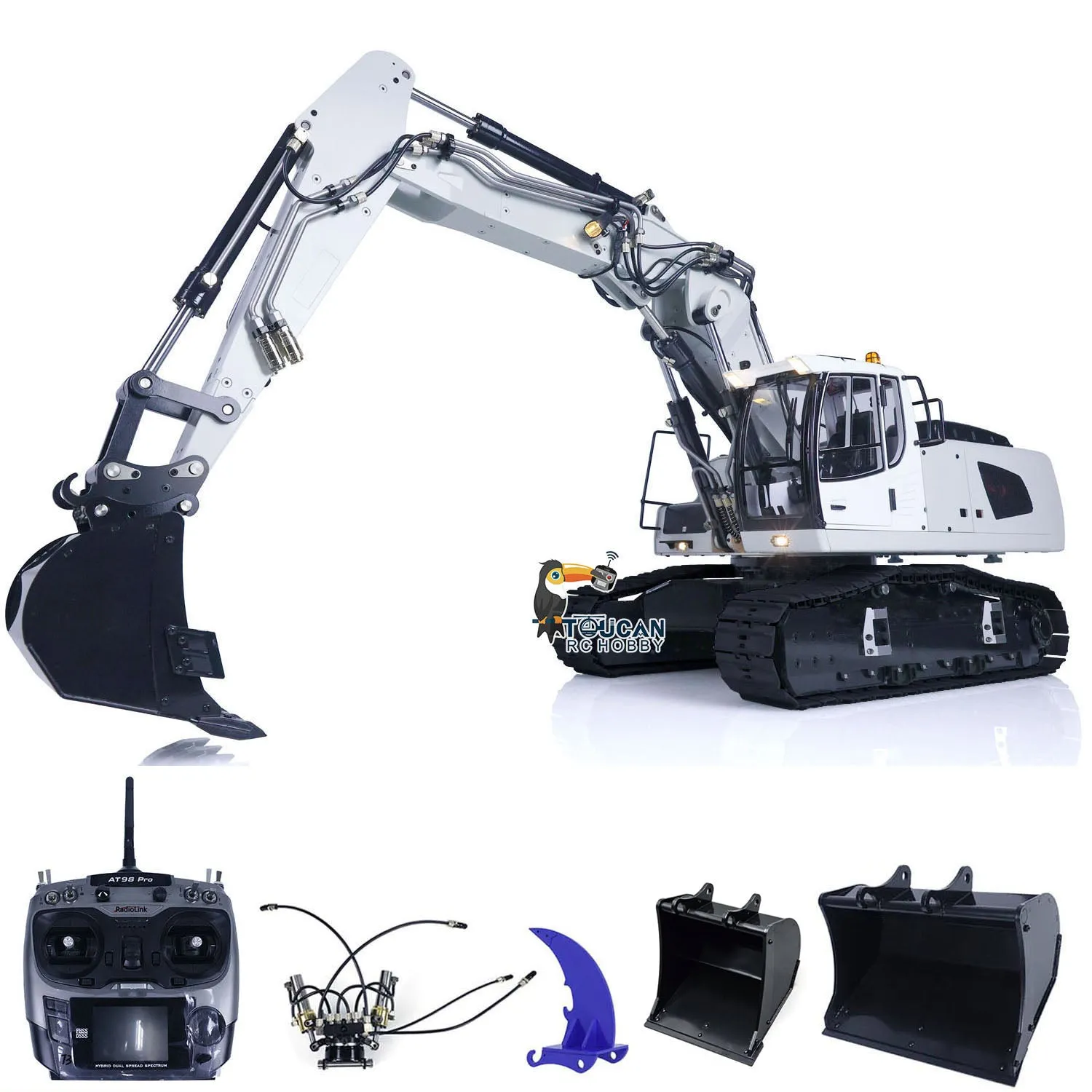 1/14 Radio Control 946-3 Metal Excavator 10 Channels Tracked Excavator Painted Body Rotary Metal Tiltable Bucket Ripper