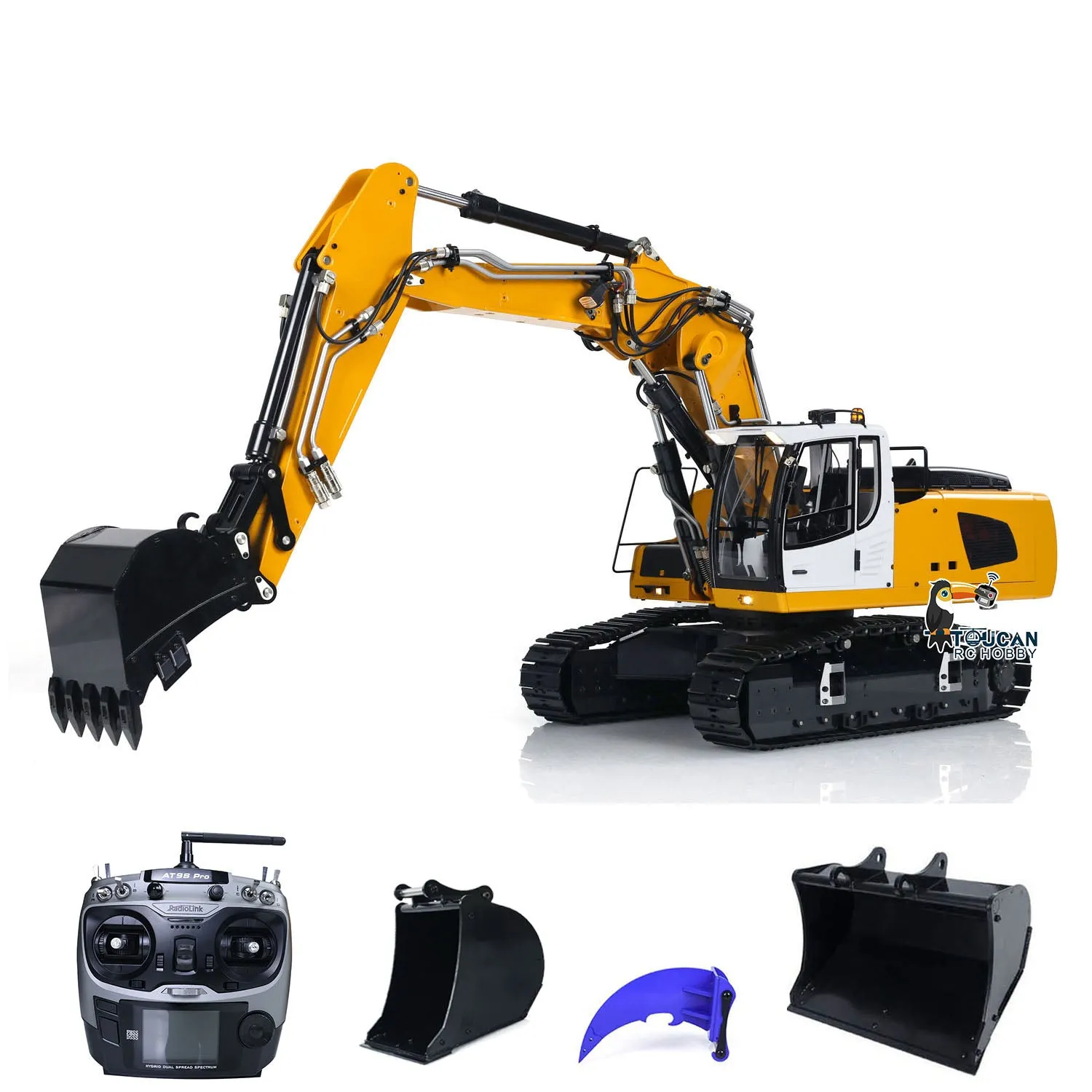 1/14 Radio Control 946-3 Metal Excavator 10 Channels Tracked Excavator Painted Body Rotary Metal Tiltable Bucket Ripper