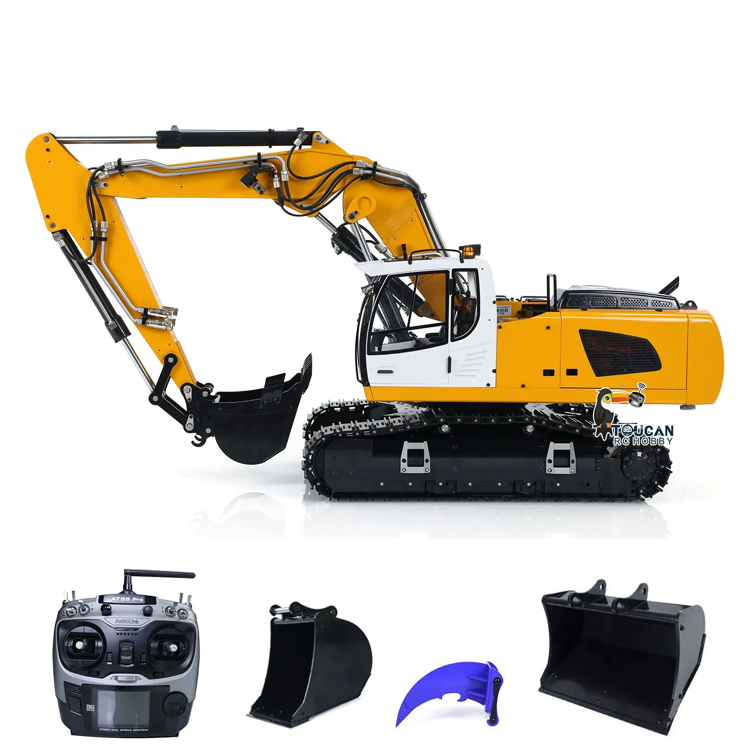 1/14 Radio Control 946-3 Metal Excavator 10 Channels Tracked Excavator Painted Body Rotary Metal Tiltable Bucket Ripper