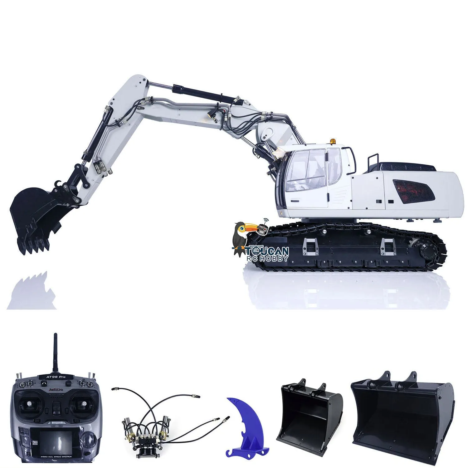 1/14 Radio Control 946-3 Metal Excavator 10 Channels Tracked Excavator Painted Body Rotary Metal Tiltable Bucket Ripper