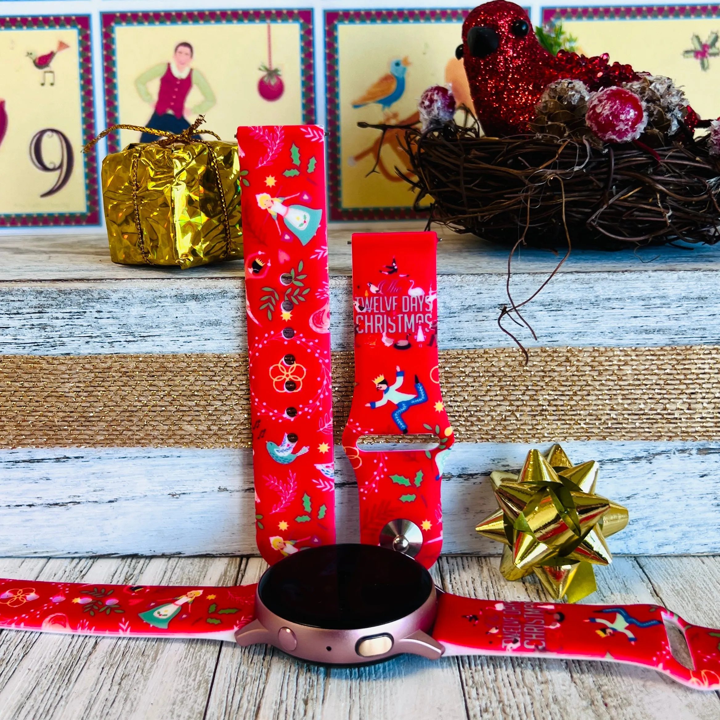 12 Days Of Christmas Print Silicone Band For Samsung Watch