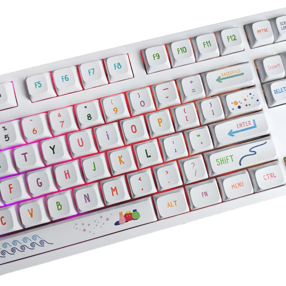 123 Keys Summer Painting Keycap Set XDA Profile Sublimation PBT Custom Keycaps for Mechanical Keyboards