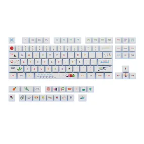 123 Keys Summer Painting Keycap Set XDA Profile Sublimation PBT Custom Keycaps for Mechanical Keyboards