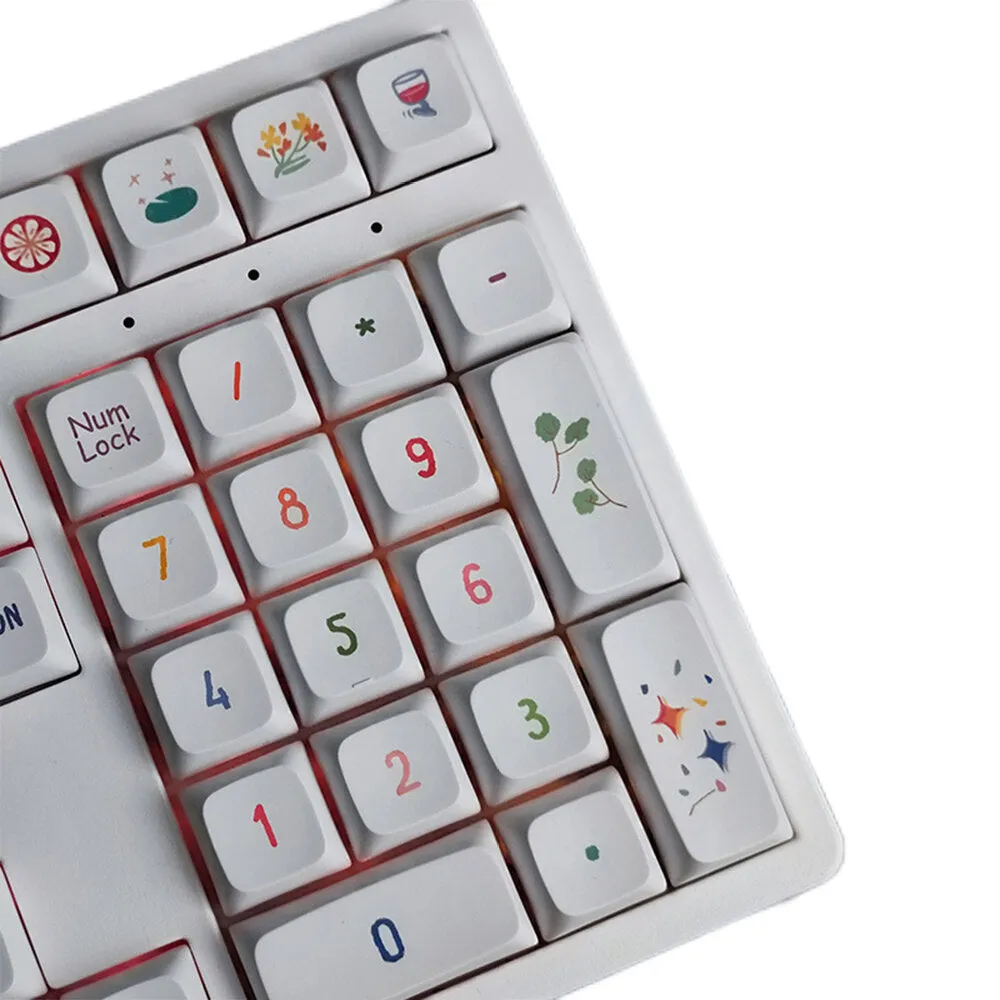 123 Keys Summer Painting Keycap Set XDA Profile Sublimation PBT Custom Keycaps for Mechanical Keyboards