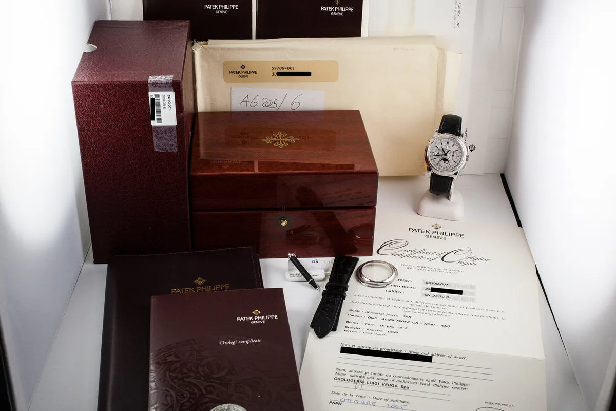 2005 Patek Philippe 5970G Perpetual Calendar 18k WG with Box and Papers