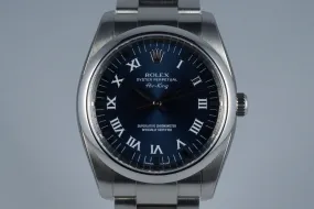 2006 Rolex Air King 114200 Blue Roman Dial