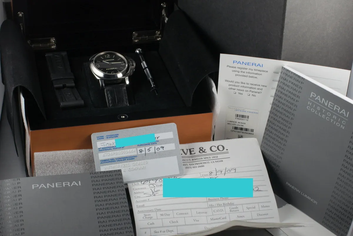 2008 Panerai PAM 112 Luminor with Box and Papers