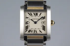 2009 Cartier Two Tone Quartz Tank Francaise 2465 with Box and Papers