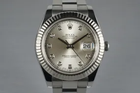 2010 Rolex Datejust II 116334 with Silver Diamond Dial PGA Award Watch