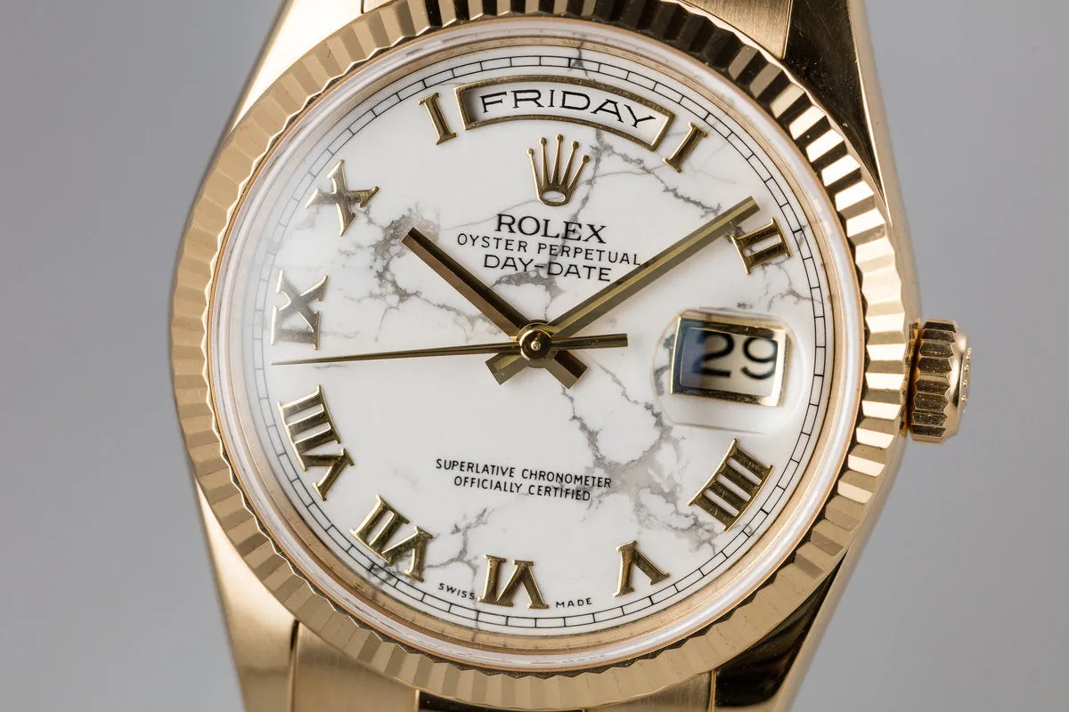 2011 Rolex 18K YG Day-Date 118238 HOWLITE dial with Box and Papers Rolex Service Award Watch