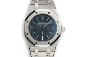 2015 Audemars Piguet Royal Oak Jumbo Extra Thin 15202ST.OO.1240ST.01 Blue Dial with Box and Papers