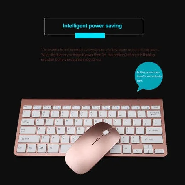 2017 PC Accessories Wireless Gaming Keyboard and  Gaming Mouse Ultra-thin mini keyboard suit 2.4 G wireless keyboard