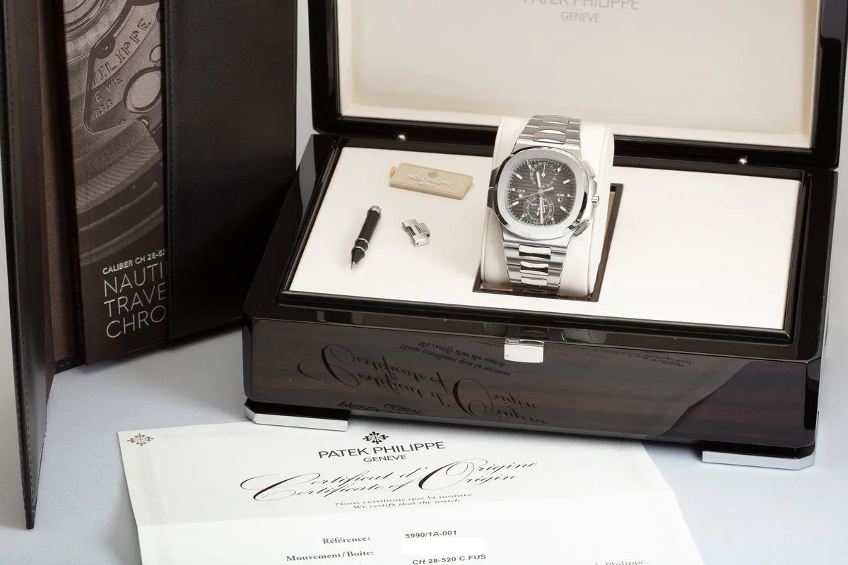 2018 Patek Philippe Nautilus Travel Time Chronograph 5990/1A Stainless Steel w/ Box and Papers