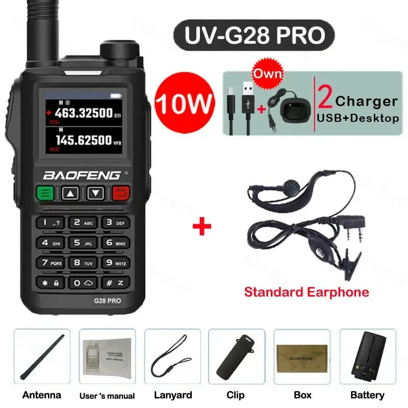 2023 Baofeng UV-G28 Pro 10W Walkie Talkie 999 Channel Powerful Station Hunting Ham Four Band Radio Wireless Set Receiver VHF UHF