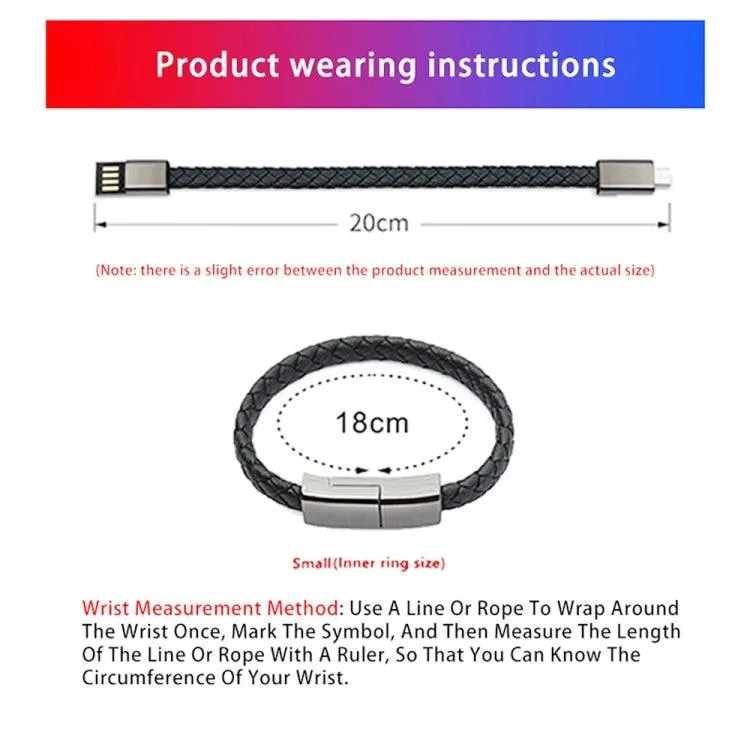 20cm USB-C Bracelet Charging Data Cable - XJ-72 with Fast Charge & Data Transfer