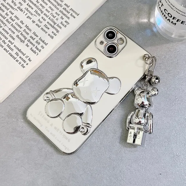 3D Bear Chain Phone Case for iPhones