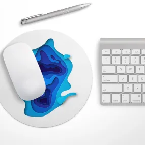 3D Blue Abstract Paper Cuts V2// WaterProof Rubber Foam Backed Anti-Slip Mouse Pad for Home Work Office or Gaming Computer Desk