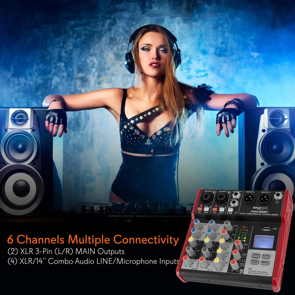 4-Ch. Bluetooth Studio Mixer - Pro Audio Digital Dj Audio Mixer Console ( 48V Phantom Power)