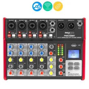 6-Ch. Bluetooth Studio Mixer - Pro Audio Digital Dj Audio Mixer Console ( 48V Phantom Power)