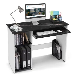 ABOUT SPACE Computer Table for Home - Study Table for Students, Adults Work Table for Home Office with Keyboard Tray,Adjustable Storage Space & Wire Holes (Black Marble&White - L 103 x B 43 x H 75 cm)