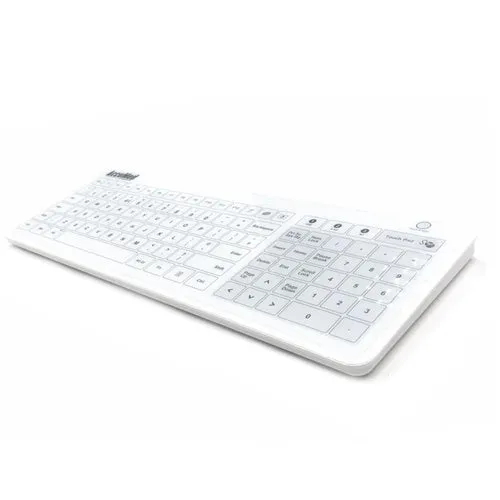 AccuMed Glass Keyboard with Integrated Touchpad in White (Wired or Wireless)