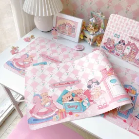 Adorable Kawaii Pink Bunny Oversized Desk Mat - Cute, Functional, and Non-Slip!