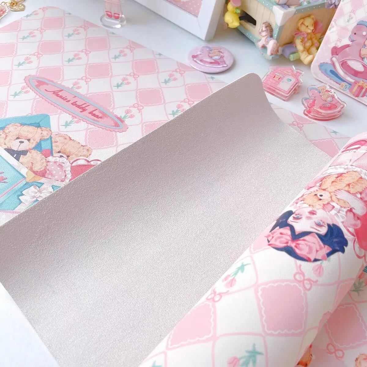 Adorable Kawaii Pink Bunny Oversized Desk Mat - Cute, Functional, and Non-Slip!