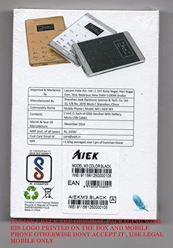 AIEK LASCOM INDIA AIEK ULTRA SLIM CREDIT CARD SIZE PHONE OF BIS GOVERNMENT