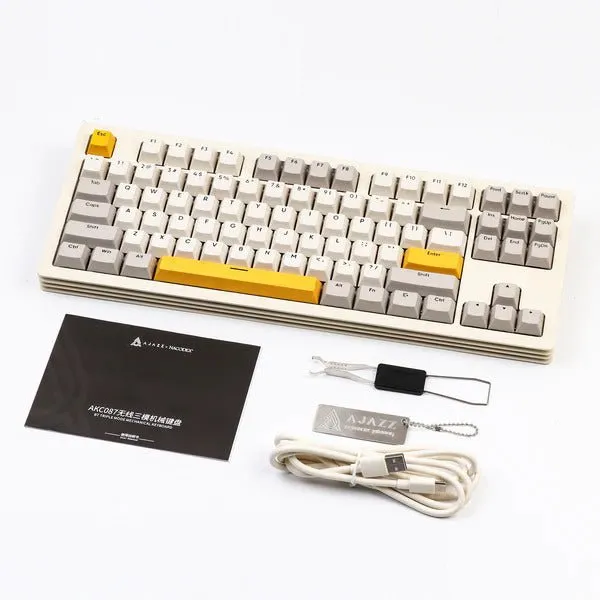 Ajazz AKC087 white Mechanical keyboard RGB Wired & Wireless (AS switch)