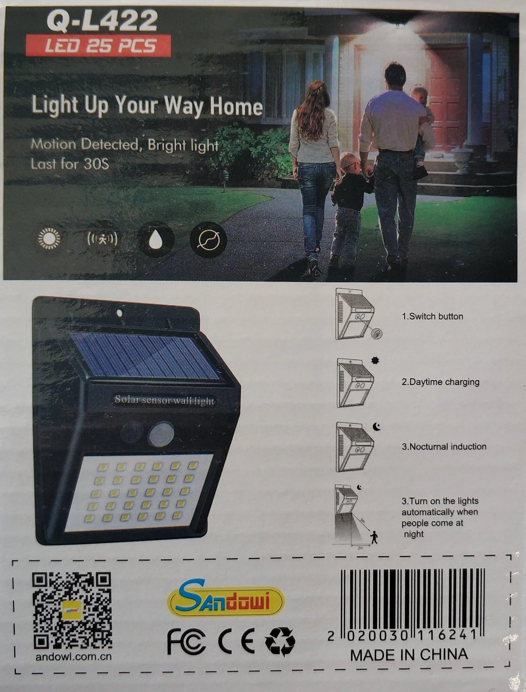 ANDOWL SOLAR SENSOR WALL LIGHT Q-L422