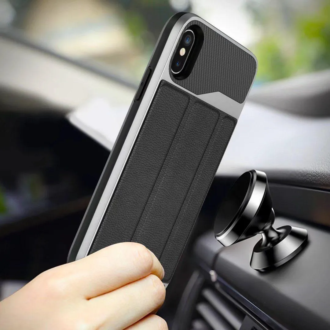 Apple iPhone XR Magnetic Car Mount Folio Leather Card Holder Wallet Stand Case by Modes