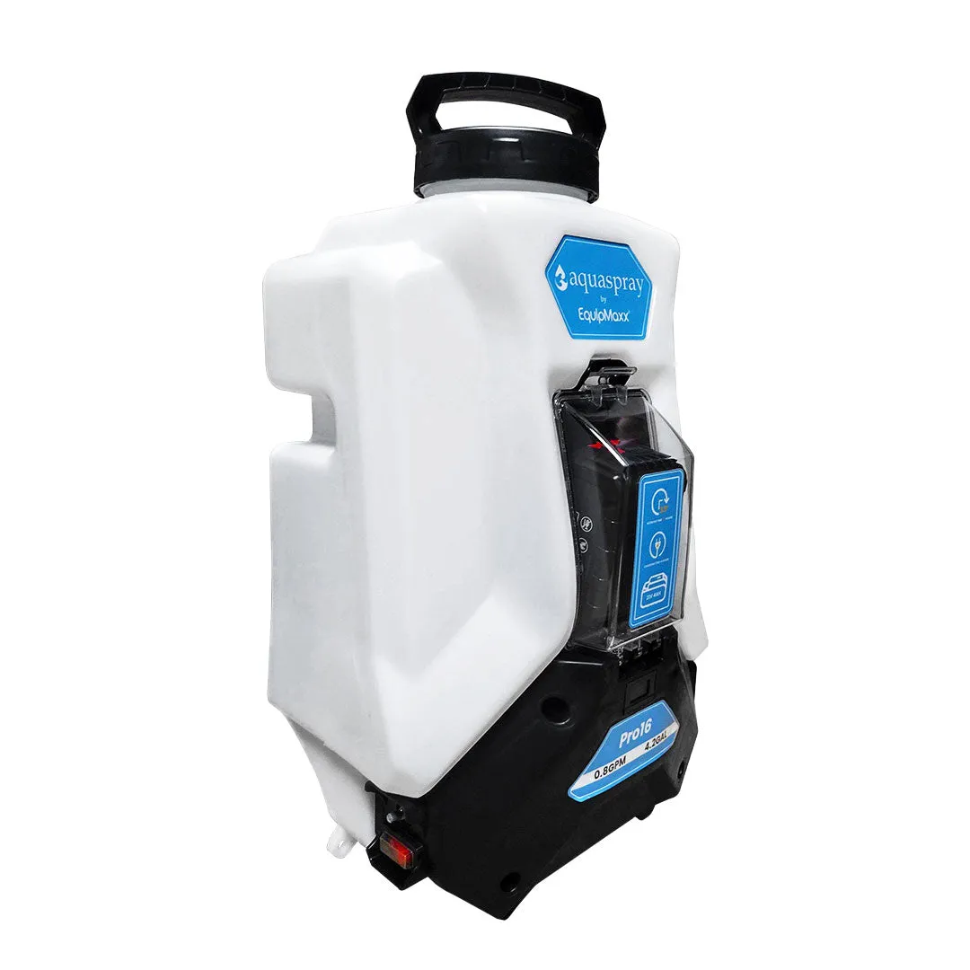 AquaSpray Pro16 4.2 Gallon Backpack Water Tank & Pump for Waterfed Pole Window and Solar Cleaning, Rechargeable 12v Battery