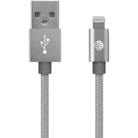 AT&T SC03B-LGT-SLV Braided USB to Lightning Charge & Sync Cable, 4ft (Silver)