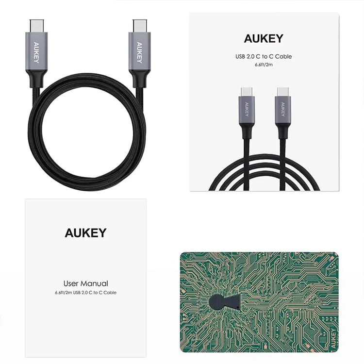 AUKEY® Braided USB-C 2.0 to USB-C Cable (6.6ft)