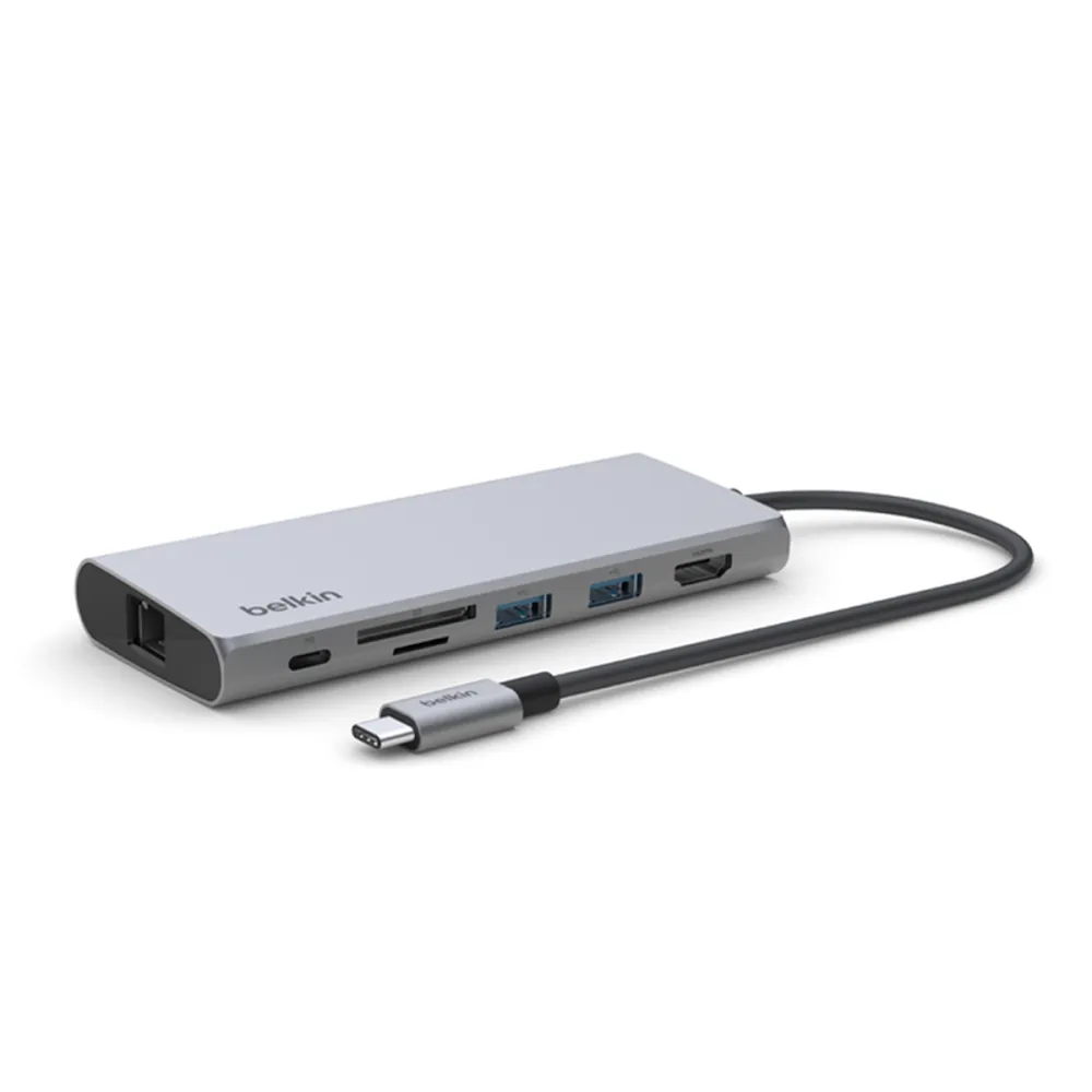 Belkin Usb-C Hub 7-In-1, 2X Usb-A, 100W Pd, 4K Hdmi, Sd 3.0 Card Reader, Microsd 3.0.