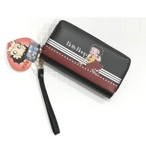 Betty Boop Wallet Blk double zipper