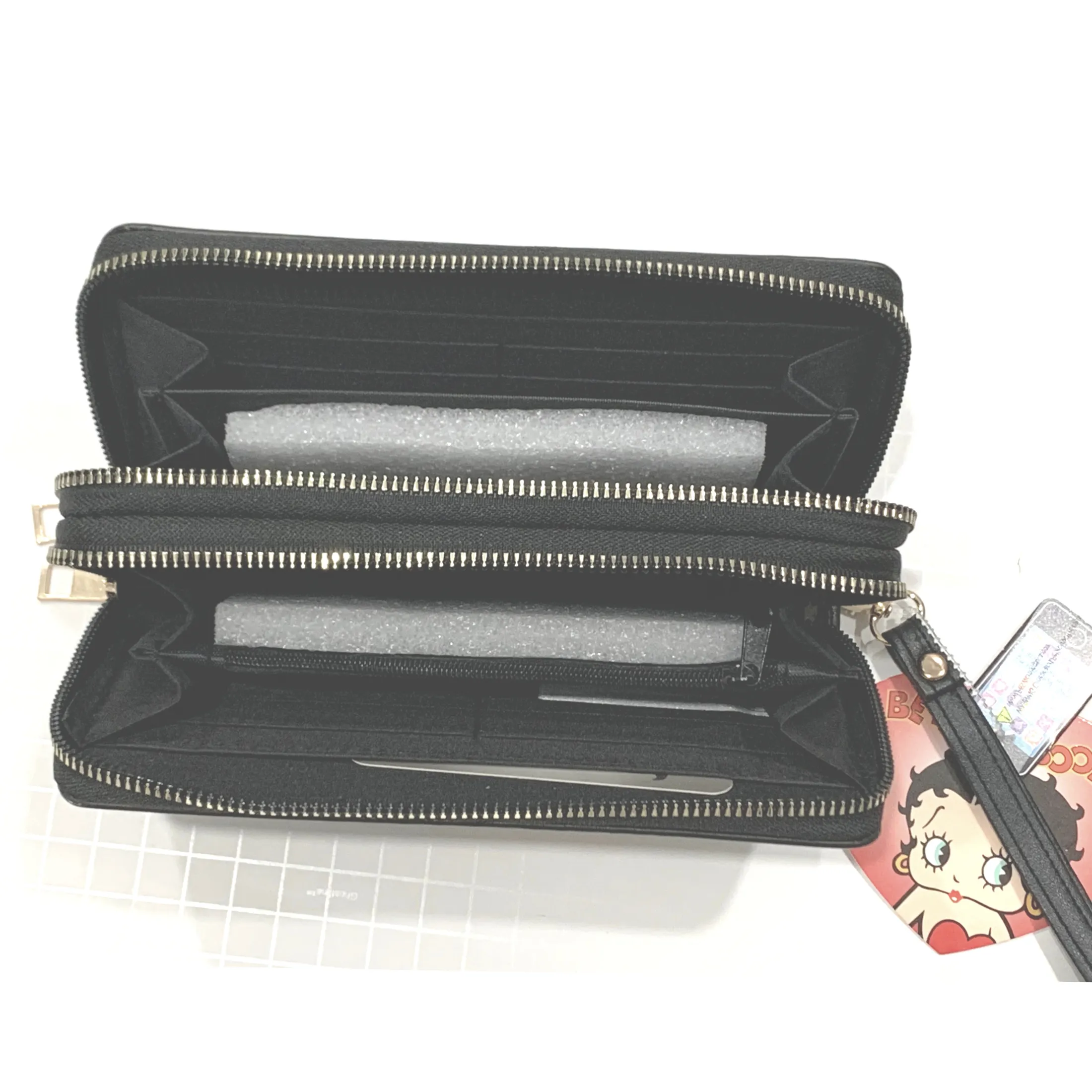 Betty Boop Wallet Blk double zipper