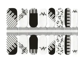 Black and White Piano Shimmer - Nail Wrap Set