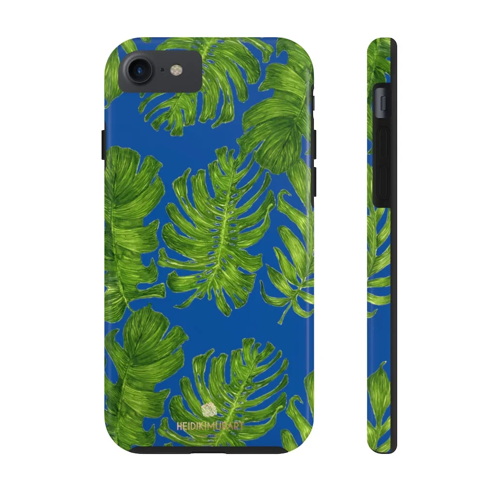 Blue Tropical Leaf iPhone Case, Green Hawaiian Case Mate Tough Samsung Galaxy Phone Cases