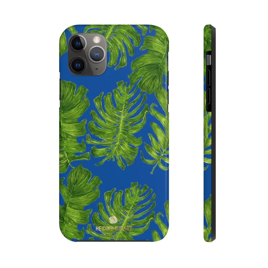 Blue Tropical Leaf iPhone Case, Green Hawaiian Case Mate Tough Samsung Galaxy Phone Cases