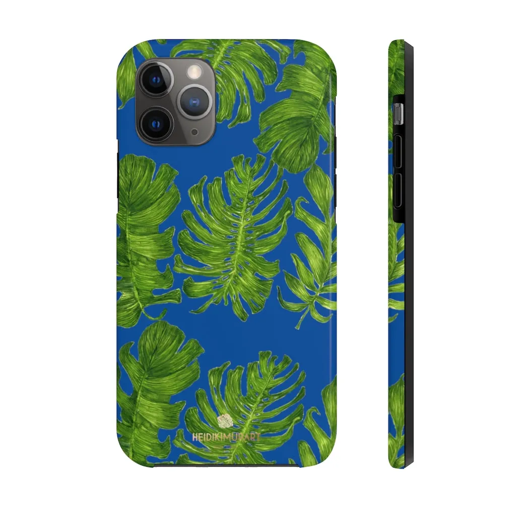 Blue Tropical Leaf iPhone Case, Green Hawaiian Case Mate Tough Samsung Galaxy Phone Cases