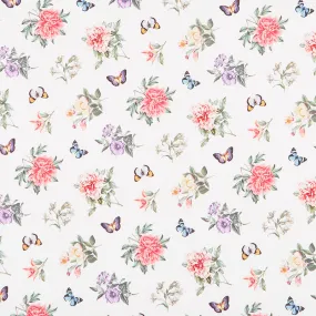 Botanica - Small Floral Toss White Multi Digitally Printed Yardage