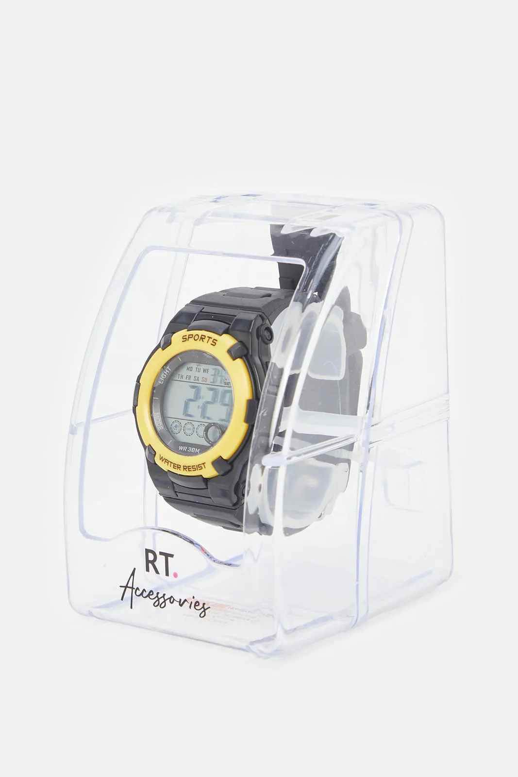 Boys Yellow And Black Multifunctional Digital Watch