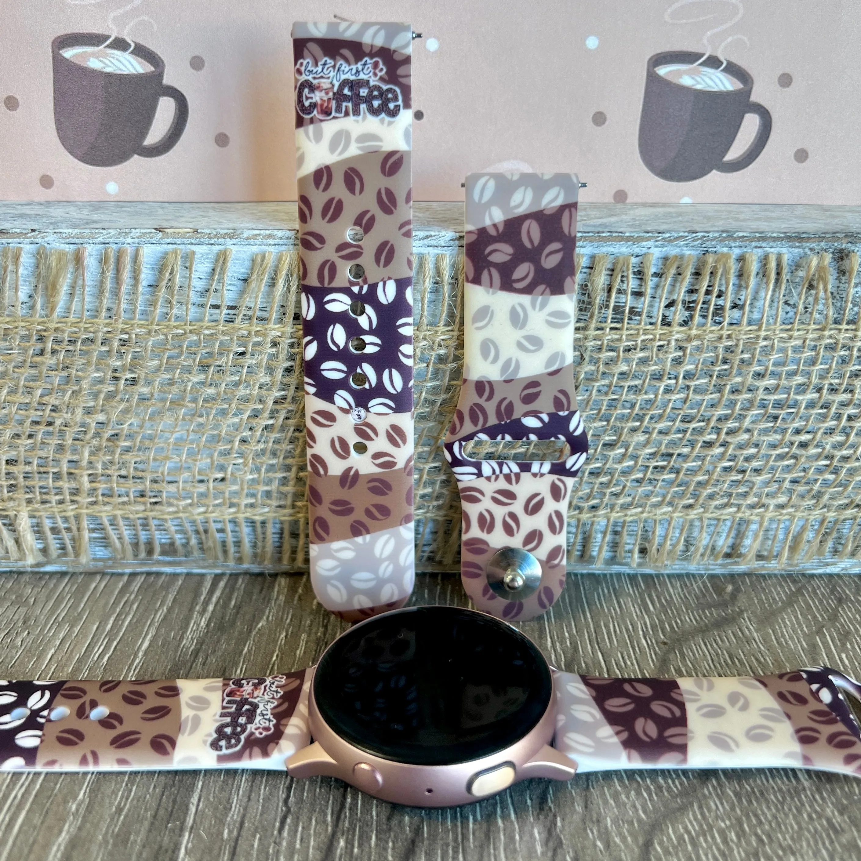 But First Coffee Print Silicone Band For Samsung Watch