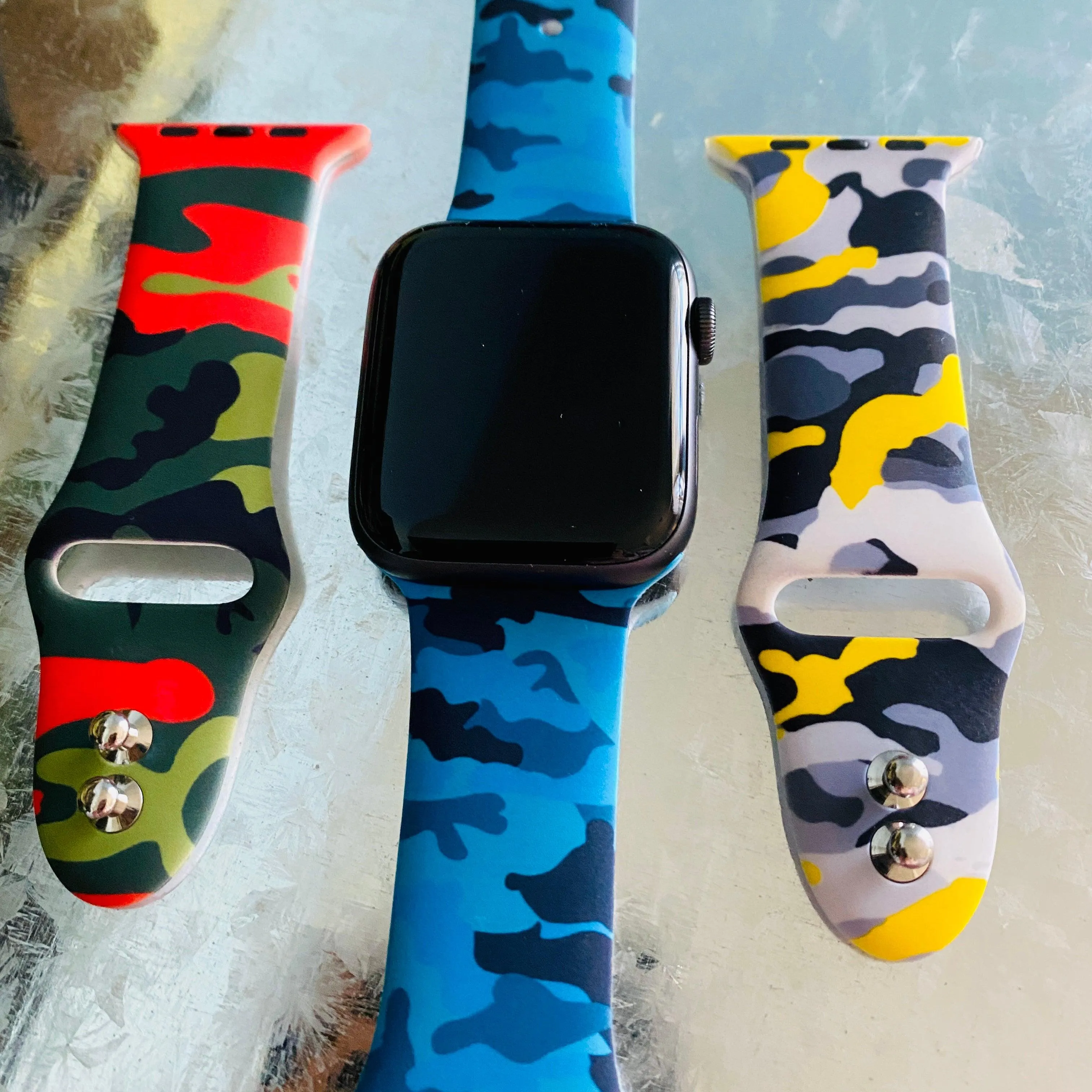 Camo Print Silicone Band For Apple Watch Multiple Colors Available