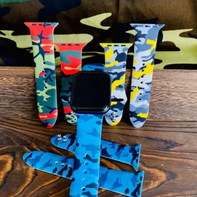 Camo Print Silicone Band For Apple Watch Multiple Colors Available