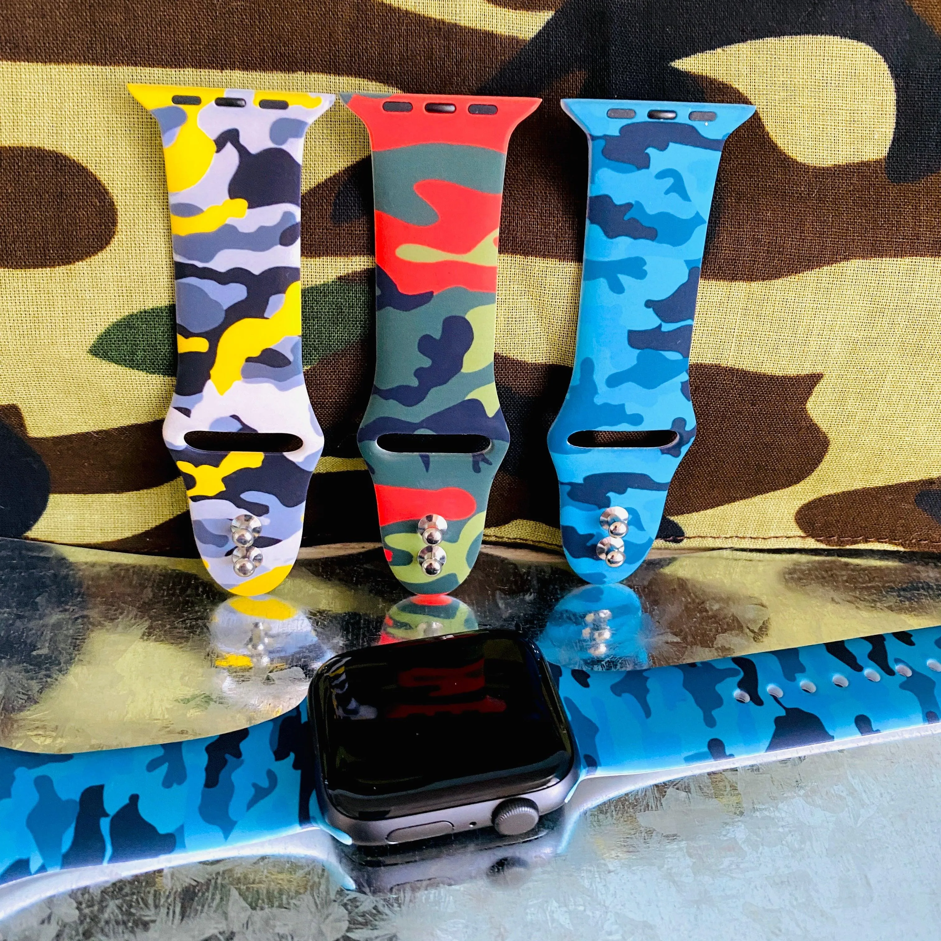 Camo Print Silicone Band For Apple Watch Multiple Colors Available