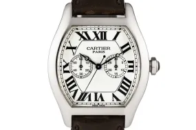 Cartier Tortue Chronograph 18K White Gold Manual W1546551 with Box and Papers